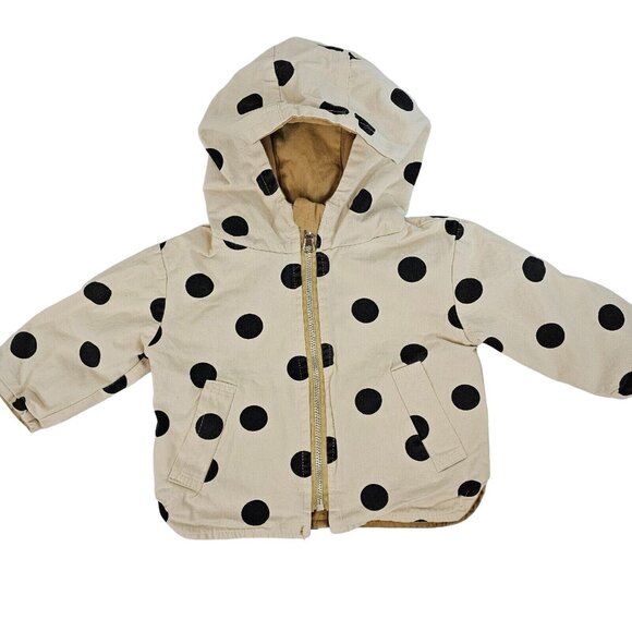*Last chance item** Baby Toddler Jacket Reversible Unisex Kids Khaki Polka Dot - Picture 2 of 16